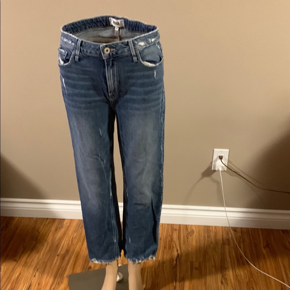 PAIGE Noella Blue Ankle Cropped Jeans Distressed Size 26/25